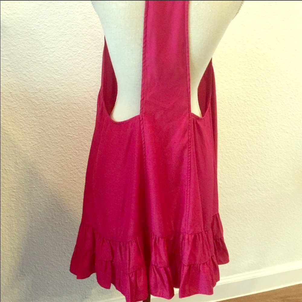 NEW•L•Zen Bohemian Boho Chic Soft Raspberry Ruffle Dress